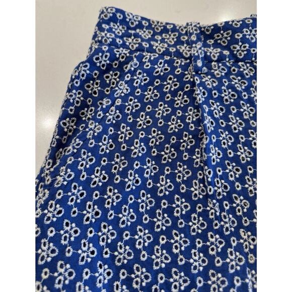 Zara Women’s Size Small Eyelet Shorts Blue White High Rise Coastal Preppy - Picture 4 of 8